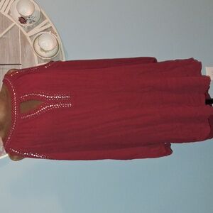 Knox Rose Maroon Blouse with Silver Studs